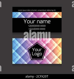 Polygonal colorful double-sided business card vector template. Vector mockup. Element for your design Stock Vector
