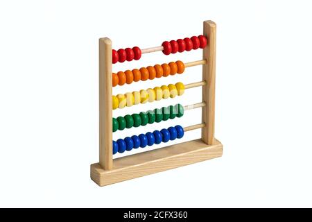 new multi-colored wooden abacus isolated on white background Stock Photo
