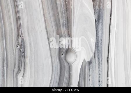 Monocolor marbling background. Black and white abstract fluid raster illustration. Grey liquid minimalistic surface. Stock Photo