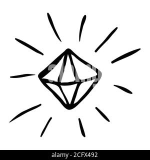A set of diamonds in a flat style. Abstract black diamond collection icons. Linear outline sign. Vector icon logo design diamonds. Stock Vector