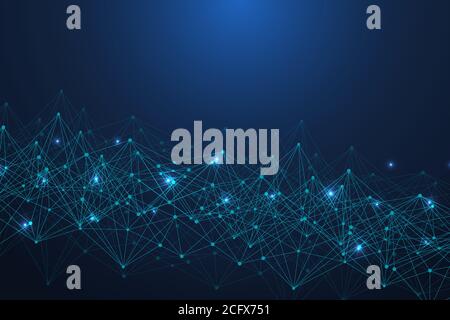 Big Data Visualization Background. Modern futuristic virtual abstract background. Science network pattern, connecting lines and dots. Global network Stock Vector