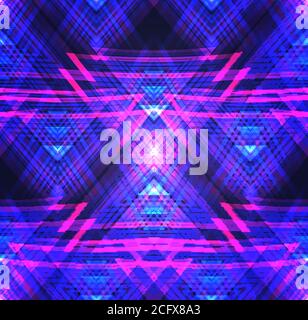 Neon Tribal seamless texture. Vector pattern with neon triangles and lines. Background for your creativity Stock Vector