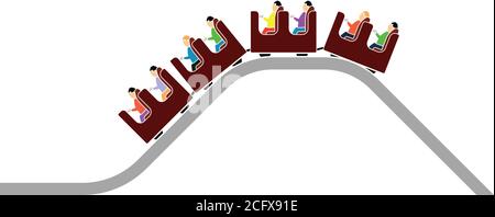 Small Roller Coaster Icon. Flat Color Design. Vector Illustration. Stock Vector