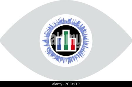 Eye With Market Chart Inside Pupil Icon. Flat Color Design. Vector Illustration. Stock Vector