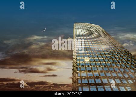 Working overtime in the office at night concept Stock Photo