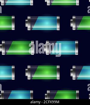 Seamless texture with battery power. Vector pattern for your creativity Stock Vector