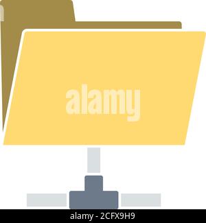 Shared Folder Icon. Flat Color Design. Vector Illustration. Stock Vector