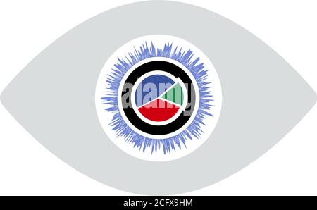 Eye With Market Chart Inside Pupil Icon. Flat Color Design. Vector Illustration. Stock Vector
