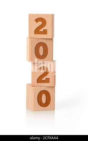 2020 new year on wooden cubes Stock Photo
