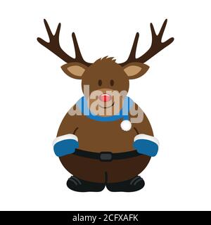 cute christmas deer cartoon isolated on white vector illustration EPS10 Stock Vector