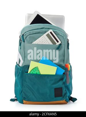Bag and office accessoriess on white background Stock Photo