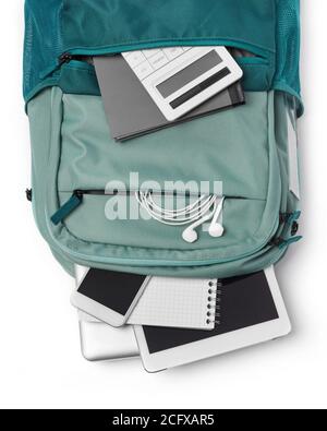 Bag and office accessories on white background Stock Photo