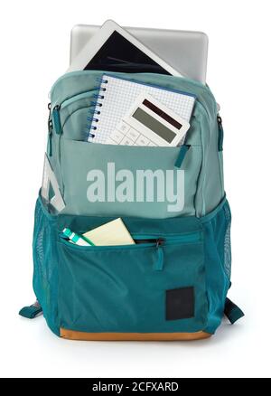 Bag and office accessoriess on white background Stock Photo