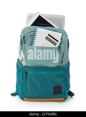 Bag and office accessoriess on white background Stock Photo