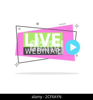 Live Webinar Button, icon, emblem label Vector illustration flat linear badge and banner, scroll, sticker, ribbon, embem, poster. Stock Vector