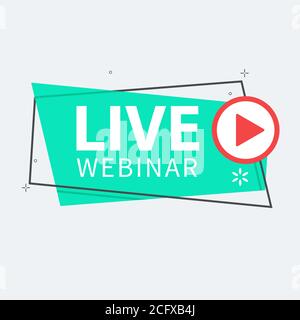Live Webinar Button, icon, emblem label Vector illustration flat linear badge and banner, scroll, sticker, ribbon, embem, poster. Stock Vector