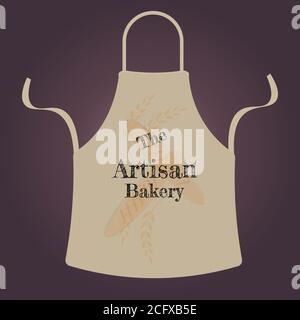 Artisan Bakery Apron Vecto Logo with editable text on a gradient background Stock Vector