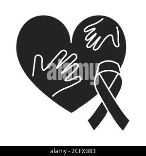 Pediatric oncology black glyph icon. Cancer treatment in children. Pictogram for web page, mobile app, promo. UI UX GUI design element Stock Vector