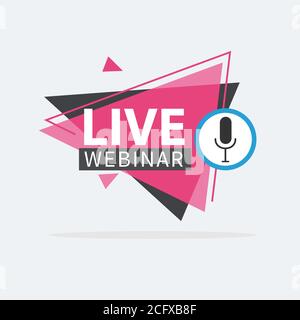 Live Webinar Button, icon, emblem label Vector illustration flat linear badge and banner, scroll, sticker, ribbon, embem, poster. Stock Vector