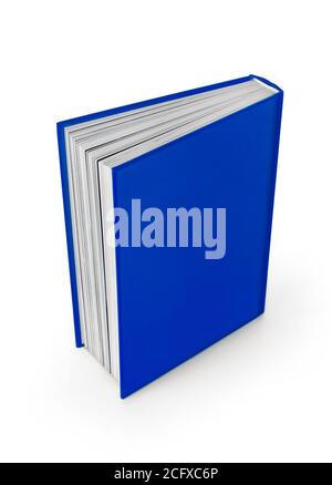 Blank blue book, white background Stock Photo