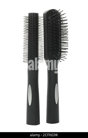 Black hair brushes isolated on white background Stock Photo