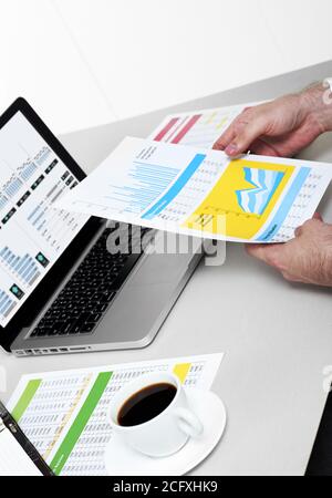 Businessman working on financial data Stock Photo