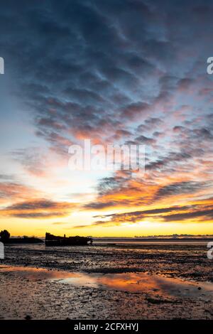 Wreck of the Janie Seddon, built in 1901, on the beach at Motueka, Nelson, South Island, New Zealand Stock Photo