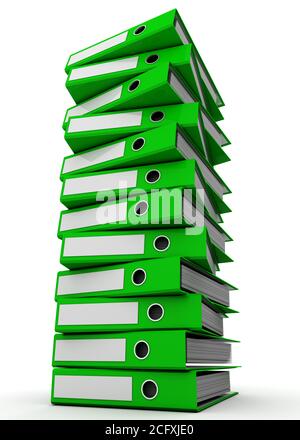 Red ring binders stack isolated on white Stock Photo