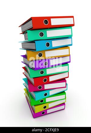 Multi color office folders isolated on white Stock Photo