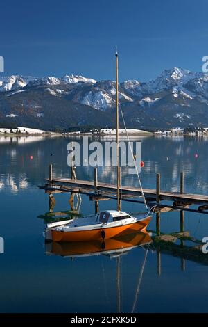 geography / travel, Germany, Bavaria, Rieden at Forggensee, view across the Forggensee at the Ammergau, Additional-Rights-Clearance-Info-Not-Available Stock Photo