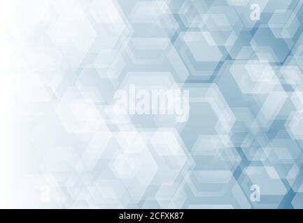 Abstract gradient white and blue design template with hexagonal pattern design technology background. Use for ad, poster, artwork, template design, Stock Vector