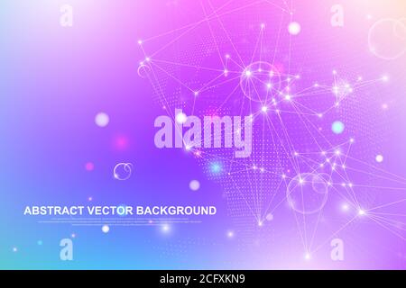 Abstract digital network connection structure on blue background. Artificial intelligence and engineering technology concept. Global network Big Data Stock Vector