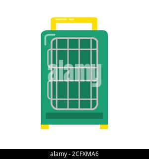 Bird travel carrier icon in flat style for parrot, canary or other bird in cage. Colorful pet transport cage symbol on round button. Stock Vector