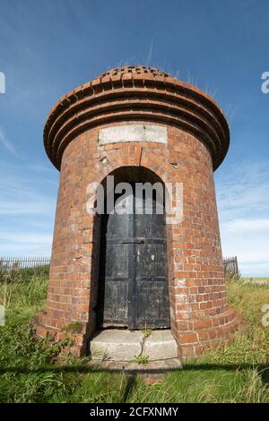 Wexcombe Waterworks, a brick-built circular domed pump house built in 1899 in Wiltshire, England, UK. Stock Photo