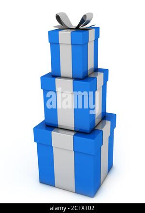 Blue gift boxes isolated on white Stock Photo