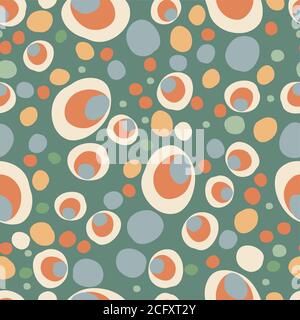 Abstract seamless repeating background of multicolored circles of different shapes Stock Vector