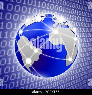 Globe over a binary code Stock Photo