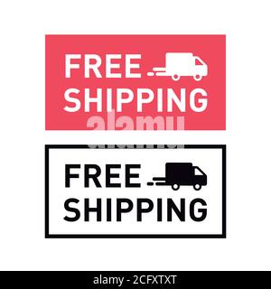 Free shipping. Badge with truck icon. Flat vector illustration. Stock Vector