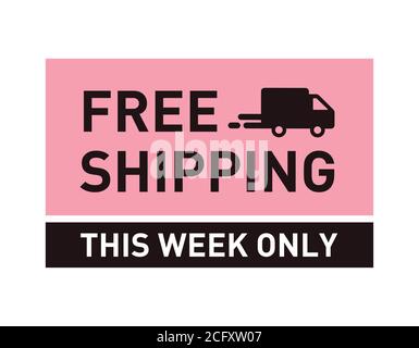 Free shipping. Badge with truck icon. Flat vector illustration. Stock Vector
