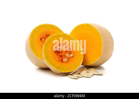 Butternut squash and seeds isolated on white background Stock Photo