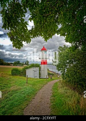 Small lighthouse at Gendarmstien near Egernsund, Denmark Stock Photo