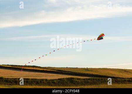 Kite flying near, Hope Cove, Kingsbridge, Devon, England, United Kingdom. Stock Photo