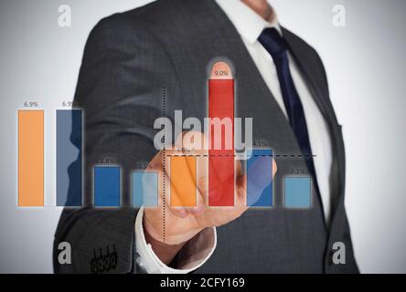 Businessman and virtual graphic Stock Photo