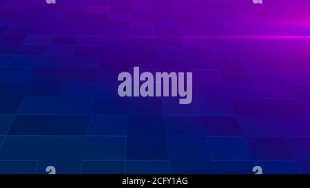 Abstract modern tile floor background in violet and blue color. Outline cube on gradient, 3D rendering Stock Photo