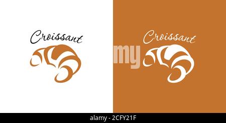 Croissant bakery emblem or logo with text Croissant Shop. For design, such as bakery and food market Stock Vector