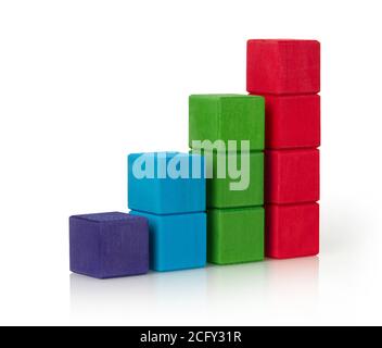 Wooden toy blocks on white background Stock Photo