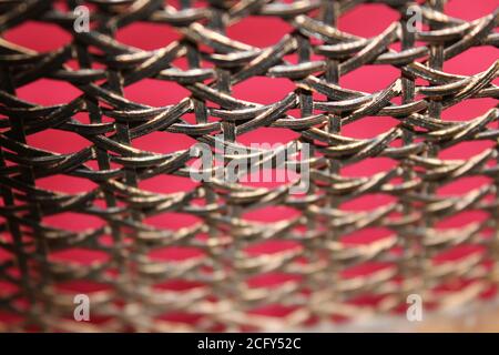 braided rattan texture of a chair backrest Stock Photo