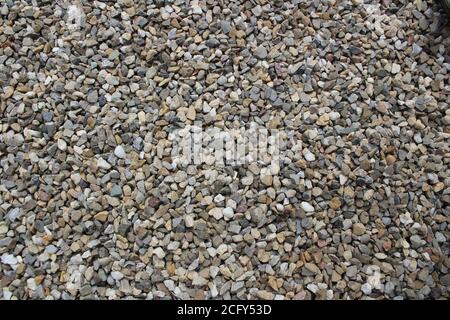 colorful yellow grey sandstone gravel texture on the ground Stock Photo