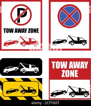 tow away zone, no parking sign - vector illustration Stock Vector