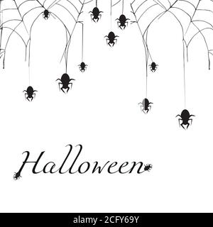 Spider Web On White Background. Halloween Design Elements. Spooky Scary Horror Decor Vector. Stock Vector